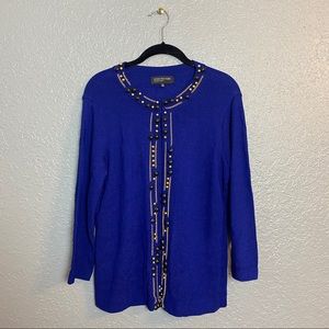 JONES NEW YORK SET BLUE BEADED SWEATER  {Medium}